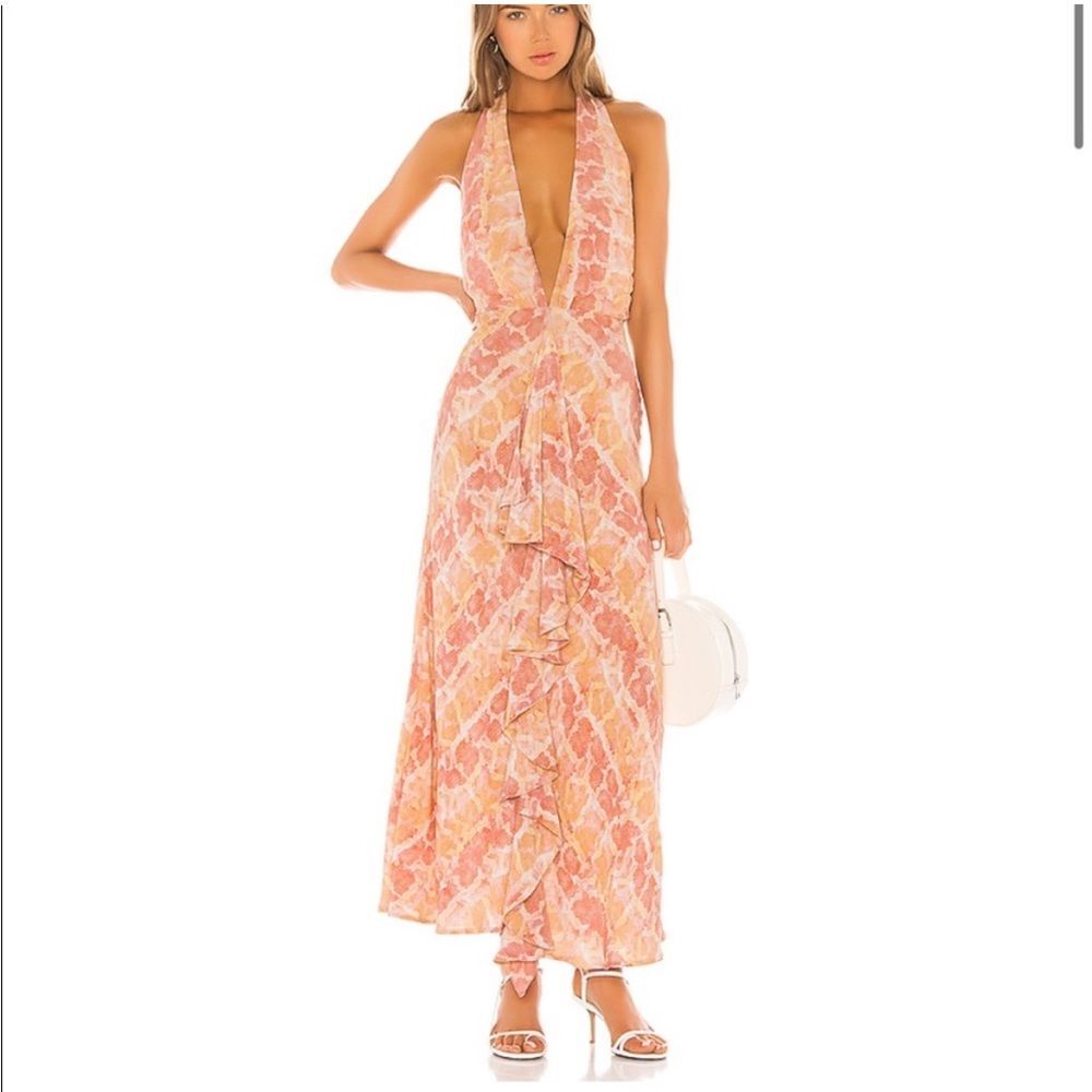 Lovers and Friends Zeta Maxi Dress in Snake Skin Print Medium